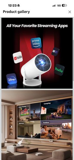 new In Box! Mini Projector with WiFi and Bluetooth, 4k Support Portable Outdoor Projector, Smart Projector with Android, Built-in App Movie Proyector 