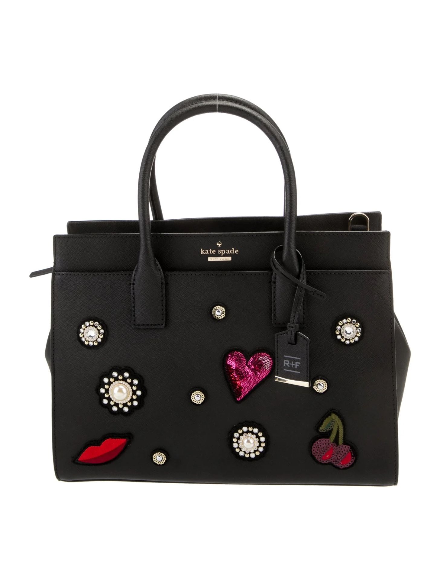 Kate Spade x R&F Cameron Shhequin Embellished Black Saffiano Leather Tote