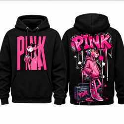 Pink Panther Graphic Hoodie Black