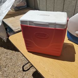 White  And Red  Ice Chest Cooler By Coleman  I ASK $20.00