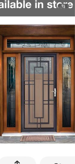 Grisham Avantgarde 36 in. x 80 in. Universal/Reversible Black Steel Storm Security Door