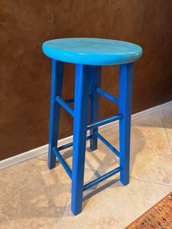 Painted Wood Bar Stool Blue