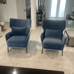 2 Available- CRATE & BARREL ALEX NAVY ACCENT CHAIRS- New Condition PRICE PER CHAIR