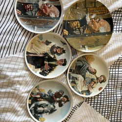Collectible Norman Rockwell Plates With Gold Trim