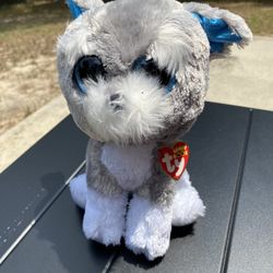 Ty Beanie Boos Whiskers Schnauzer Dog Puppy 9" Plush Stuffed Toy 2015 Gray