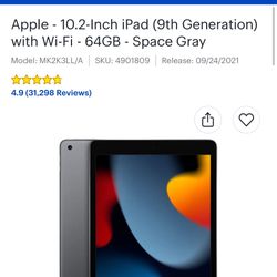 Apple Ipad 9th gen - 10” 64 Gb for Sell