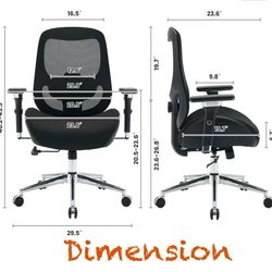 ✌️ Big and Tall Office Chair with Wide Thick Seat Cushion for Sitting All Day,Ergonomic Mesh Desk Chair with Adjustable Lumbar Support