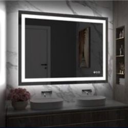 Touch Button Bathroom Mirror 28 x 36 Switchable Color LED with Defogger
