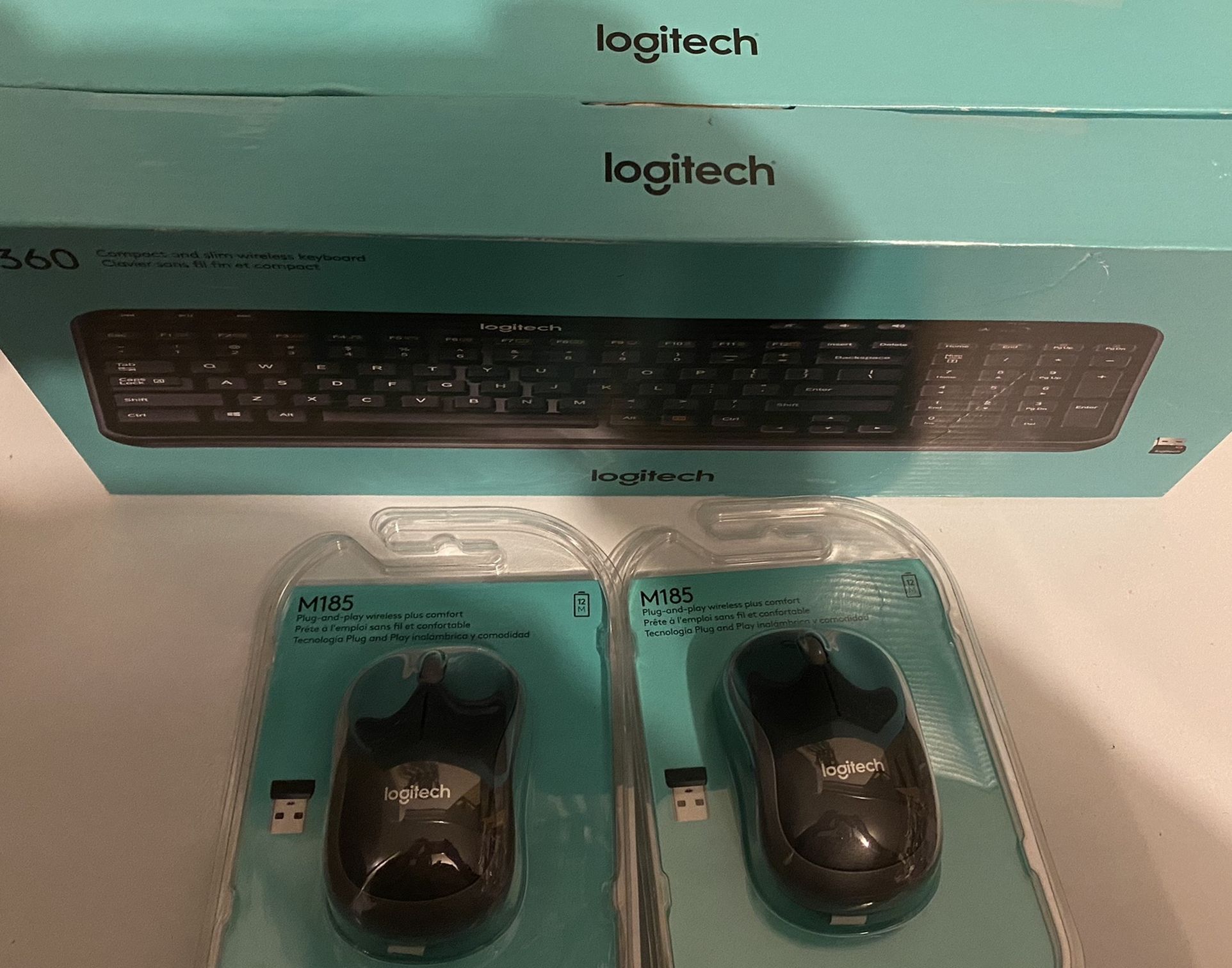 2 Logitech Wireless Keyboard and Mouse ( Black)