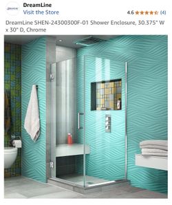 Brand New In Box Unopened Small Corner Shower Enclosure 30 x 30 Glass And Chrome Finish Bathroom Remodel Small