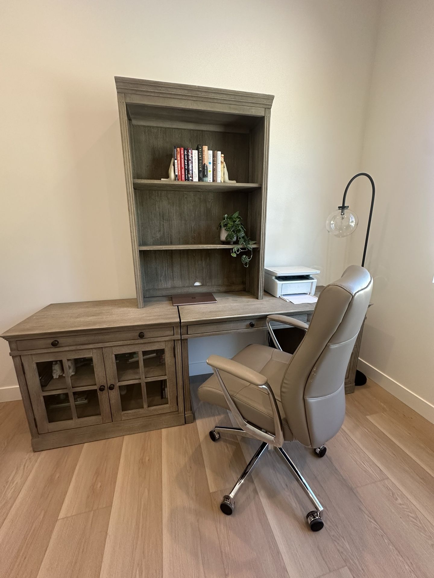 Pottery Barn Livingston Modular Office, Office Chair and Floor Lamp