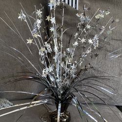 18 In. METALLIC BLACK & SILVER BIRTHDAY SPRAY CENTERPIECES 