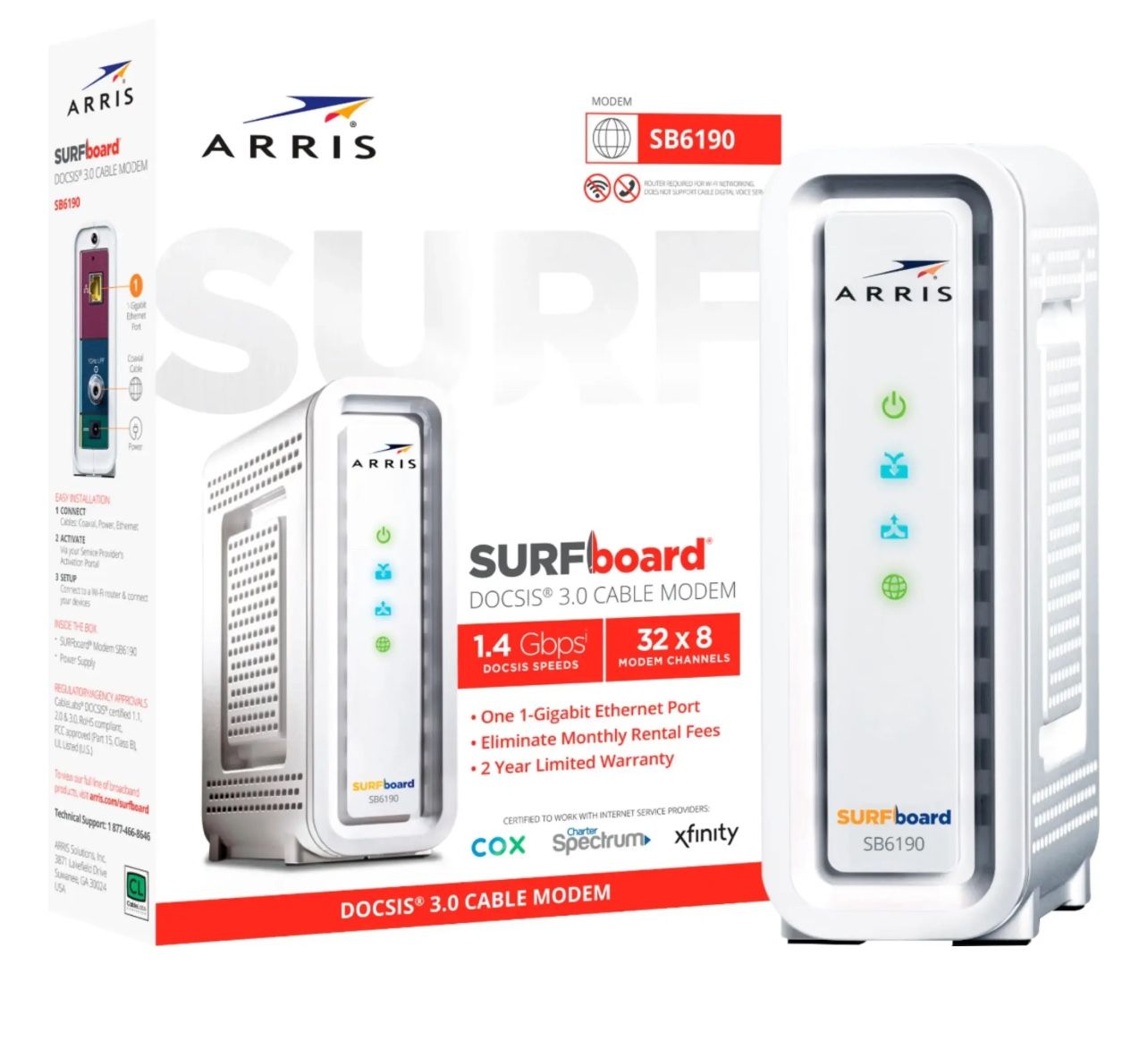 ARRiS Surfboard modem SB6190 New in box 1 GBPS 32;