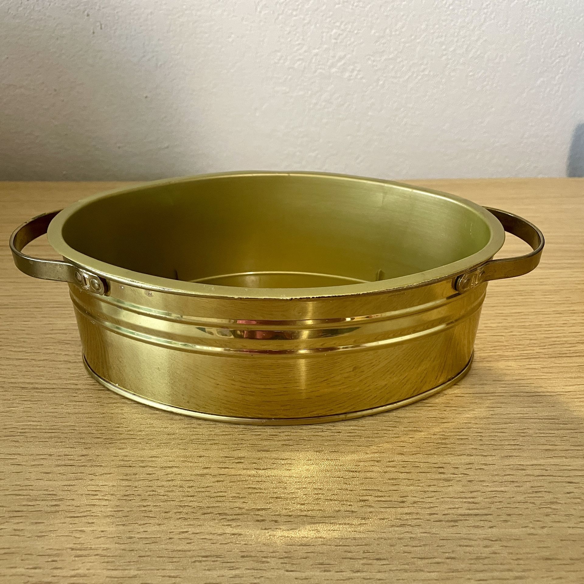 Vintage FTDA by Nijhof Zevenaar Oval Brass Planter Pot with Plastic Liner