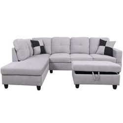Gray -white , Couch, fabric , New