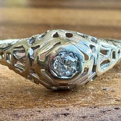 Vintage 18k Gold Art Deco Old Cut Diamond Ring - Size 10 - Rings for a Cause