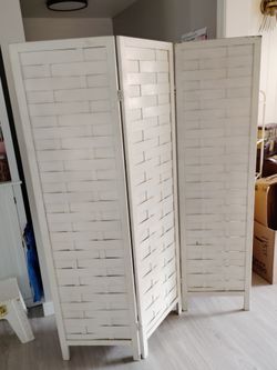 White screen divider ..wood like