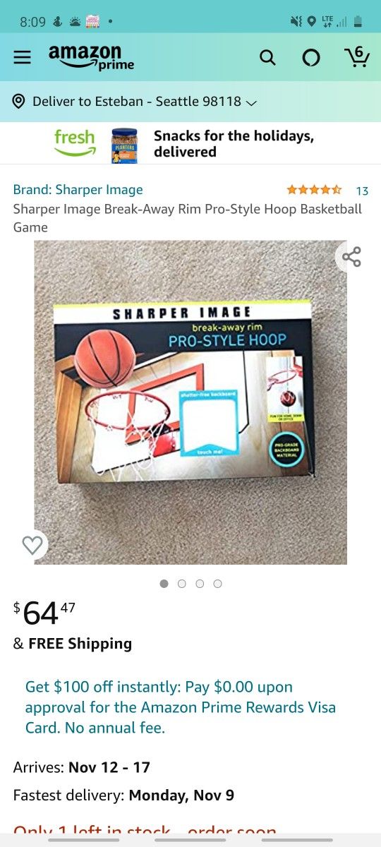 Sharper Image BREAK AWAY Basketball Hoop