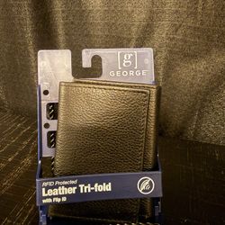 Wallet Leather Tri-Fold With Flip ID