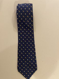 Vintage Zylos George Machado Men's 100% Silk Tie Navy Blue Geometric 90s