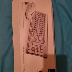 JOYACCESS Wireless Keyboard Set, Compact Quiet Keyboards and White Mouse (SILVER+WHITE)

