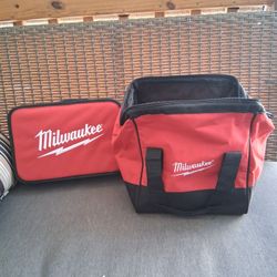 2 red  Milwaukee tool bag storage 