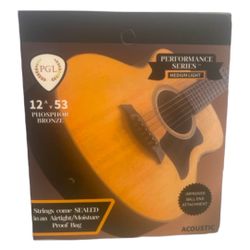 PGL Performance Series Medium Light Phosphor Bronze Acoustic Guitar Strings - 12-53 Gauge Custom Set for Superior Performance