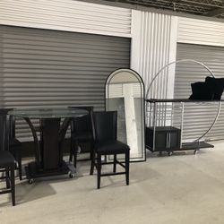 Round Table (4)Chairs, BAR, Mirror w/Speakers
