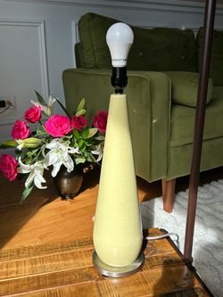 Vintage MCM style Yellow Ceramic Table Lamps With metal Base