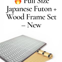 🔥 Full Size Japanese Futon + Wood Frame Set – New 