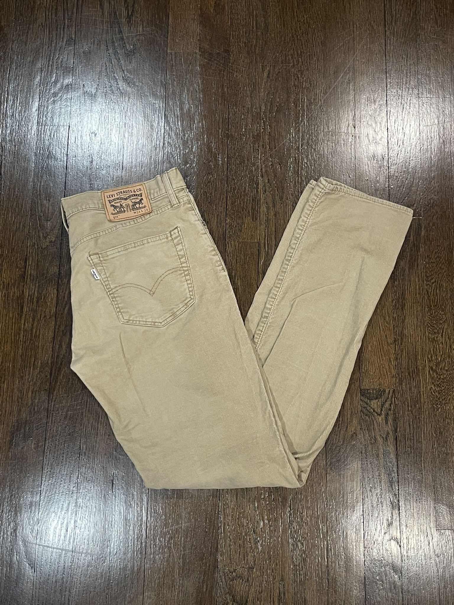 Levi's 511 tan corduroy straight leg jeans