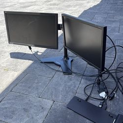 StarTech Dual Monitor Stand, Horizontal, For up to 24" (17.6lb/8kg) VESA Monitors, Black, Adjustable Monitor Stand with 2 view sonic monitors