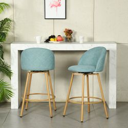 Homy Casa HSB-CS001 2PC Bar Stools Modern Bar Seating Aloe Blue Open Box