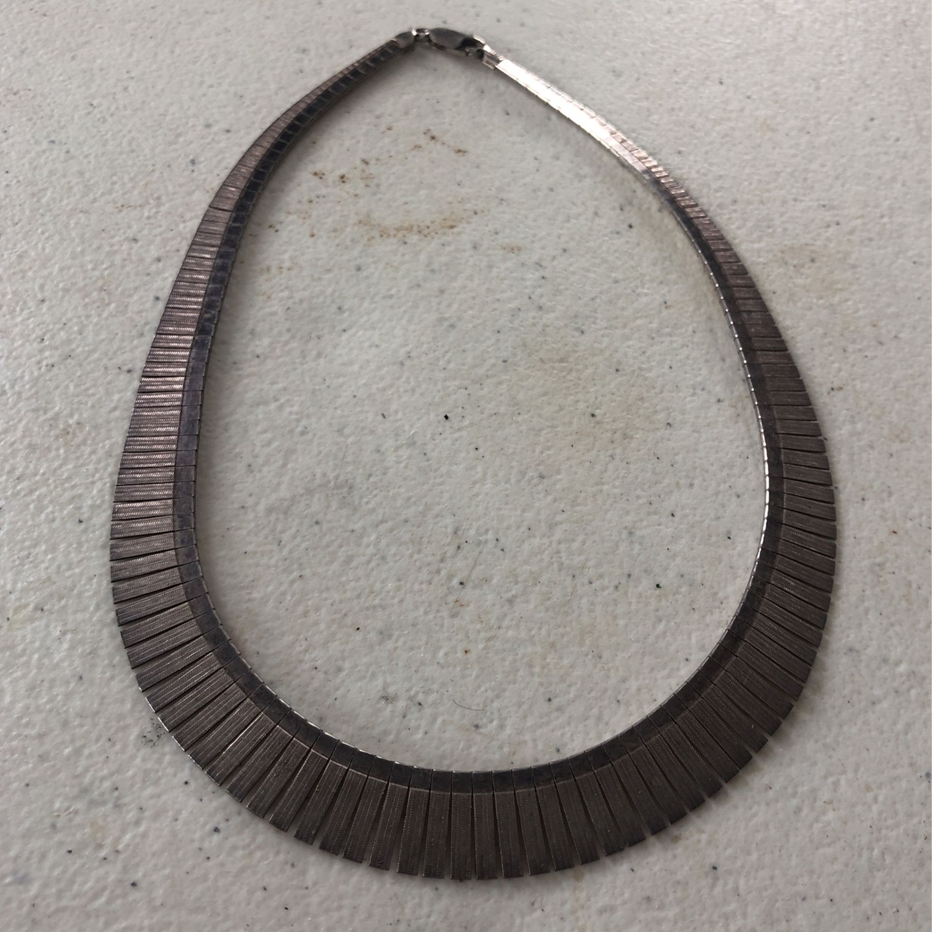 Modernist Silver Clean Cut Necklace