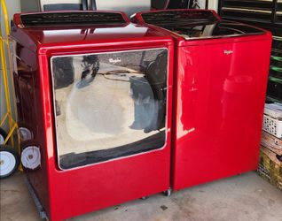 Pre-owned Washer/ Dryer Set - Whirlpool Cabrio - Cranberry Red, Stainless Washer Tub, Great Cond