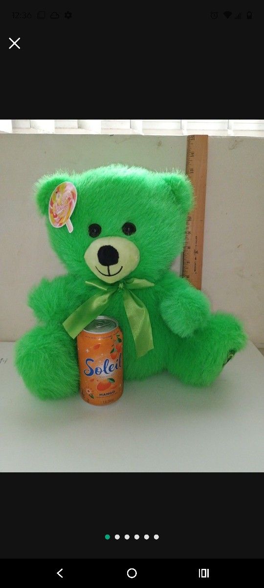  Stuffed Toy Plush, Green, Bear NEW