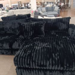 Black Corduroy Sectional 