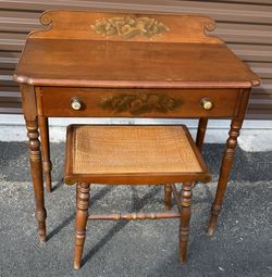 Vintage Hitchcock Federal Style Desk w/ Matching Stool