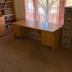 Vintage 1970’s Large Solid Wood Desk