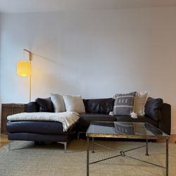 Genuine Leather Sectional Dark Brown Couch