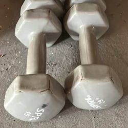 Rubber Coated Set Of 15lb Dumbells . 3 Sets Available  20. Ea. Firm
