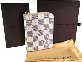 Louis Vuitton Damier Azur Zippy Coin Card Purse Beige Leather Wallet N63069