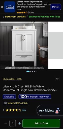 allen + roth Crest Hill 24-in White Single Sink Bathroom Vanity