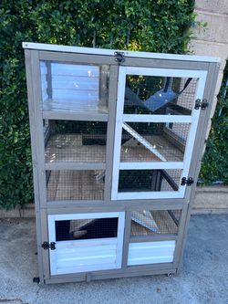 Guinea Pig Cage 5-Tier Wooden Hamster Habitat with Pull-Out Tray & Wheels-PET59