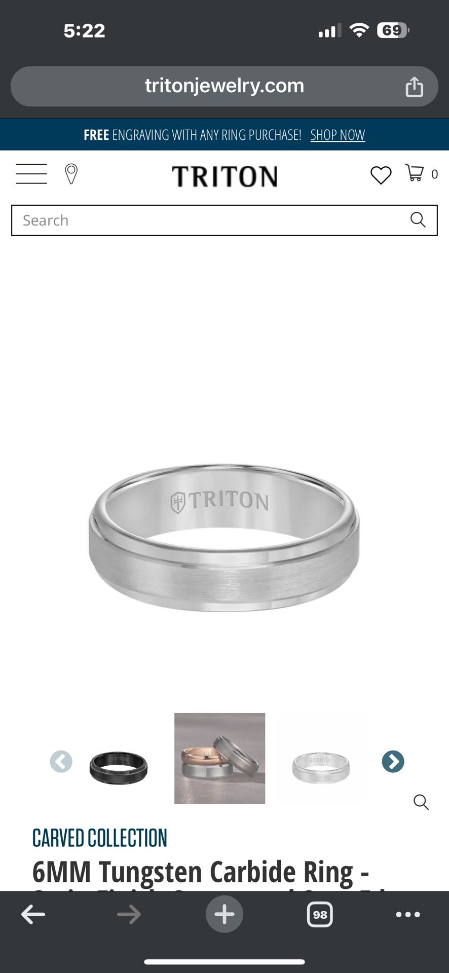 Triton men’s wedding ring new size 10.5 last 2 years ago bought it’s for $300 in Macy. When I search it today the price went to $450. I gonna sell th