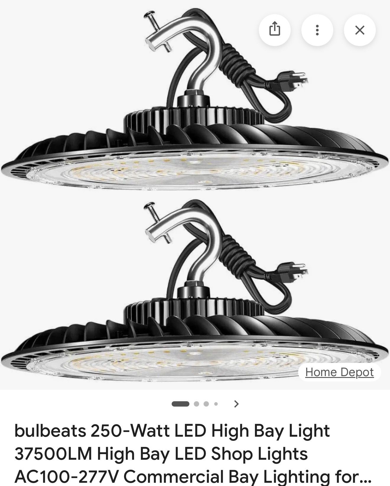 New Two Pack Bulbeats 250 W UFO LED High Bay Lights