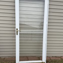 36" X 80" Andersen White Aluminum Storm Door With Glass/Screen