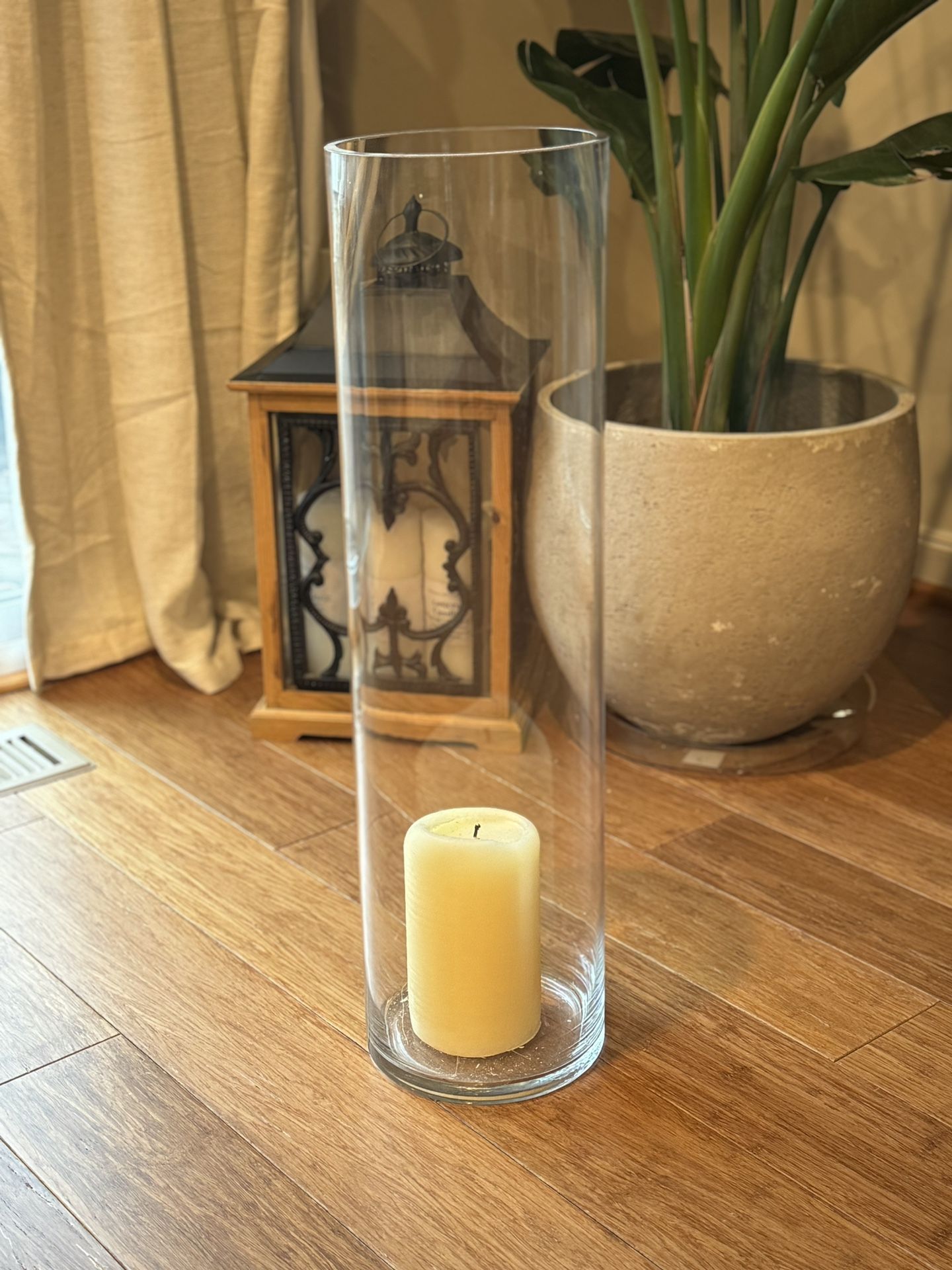 Tall Hurricane Glass Vase