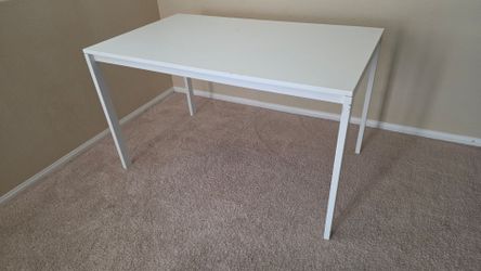 White Craft Table Desk with Metal Legs