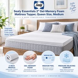 SEALY QUEEN SIZE 2" TOPPER MATTRESS MEMORY FOAM GEL